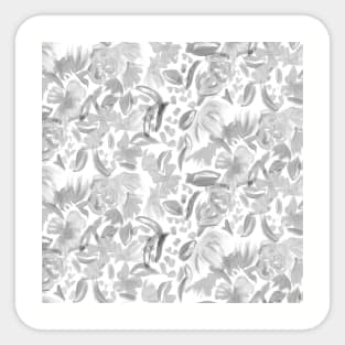 Oil Painted Gray Flowers Sticker